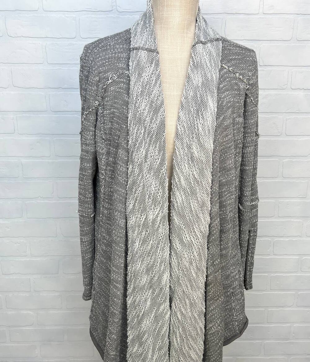 Free People Marled Grey Oversized Asymmetric Long Sleeve Open Cardigan -sz S